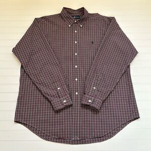 Ralph Lauren Red Plaid Button Down Mens Extra Large
